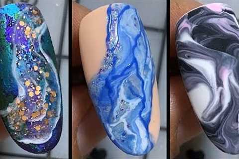 Easy Nail art designs for Beginners | Drag Marble Nails Compilation #404 | Nailicious