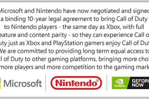 ITS OFFICIAL - Microsoft gives Nintendo &amp; NVIDIA 10 Years of COD