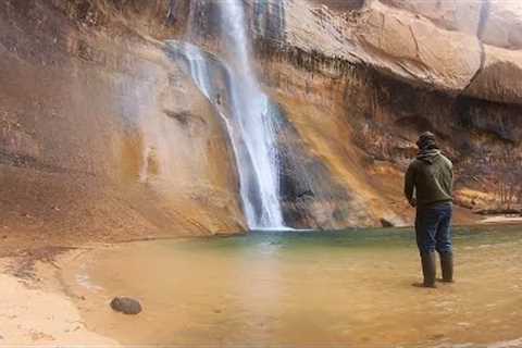 Trout Fishing a WATERFALL in the DESERT!! (Catch &amp; Cook)