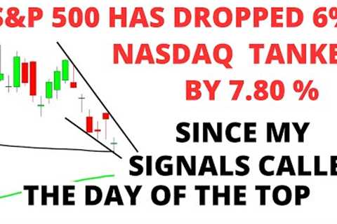 Stock Market CRASH: S&amp;P 500 Has Dropped By 6 % &amp; NASDAQ By 7.80 % Since My Signals Called..