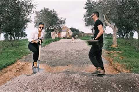 CAN'T ACCESS OUR PROPERTY (Winter Problems) Amazing Fix Muddy Road by HAND..START to FINISH