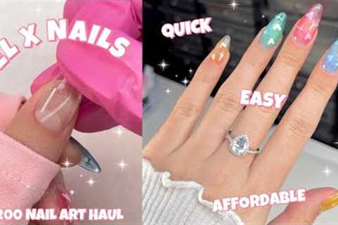 HOW TO DO GEL X NAILS AT HOME | EASY &amp; CHEAP + $200 DAILY CHARME NAIL ART HAUL | CAT EYE NAIL..