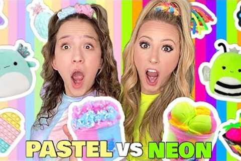 NEON ⚡️🍭 VS PASTEL 🌸❄️ LEARNING EXPRESS SHOPPING CHALLENGE!