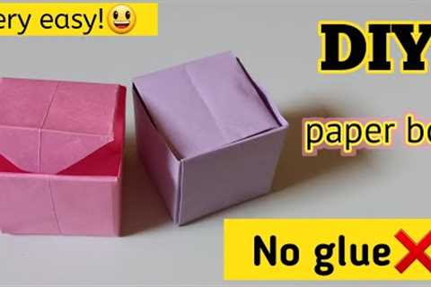 DIY paper box|How to make paper box|Papar gift box|No glue paper craft|No glue craft|Origami box