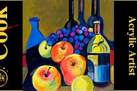 Picasso Style of Apples, Grapes, and Some Wine with Ginger Cook
