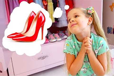 Diana wears Mom's shoes
