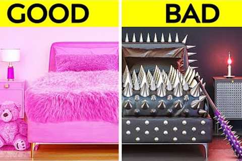GOOD VS BAD ROOM MAKEOVER CHALLENGE || Incredible BlackPink Crafts &amp; DIY Items for House by 123 ..