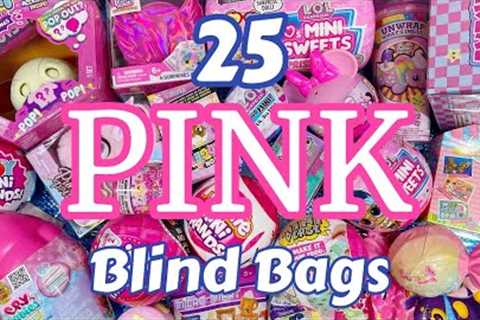 UNBOXING 25 PINK BLIND BAGS Mini Brands! LOL Surprise! Real Littles! Disney! Doorables!