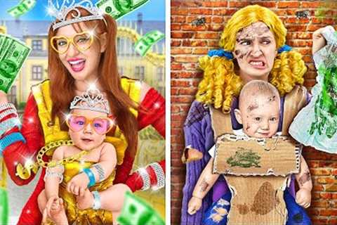 RICH MOMMY VS BROKE MOMMY || Funny Pregnancy Struggles and Cool Parenting Hacks by 123GO! CHALLENGE