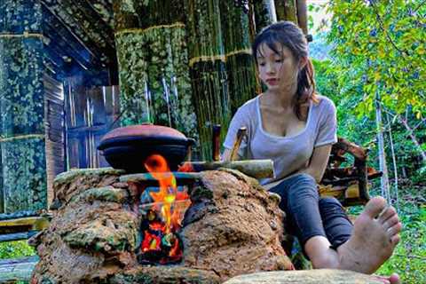 Full video : Solo survival, bushcraft skills and foraging wild food in the rainforest
