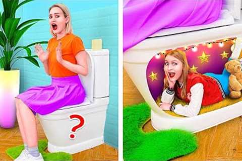 WHAT'S INSIDE TOILET? || Fun Bathroom &amp; Toilet Gadgets! DIY Tools! Parenting Hacks By 123 GO!..