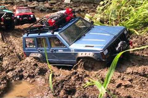 RC trucks off road mudding @ Parkerfest Europe 2018 Jeep Cherokee TRX-4 SCX10.2