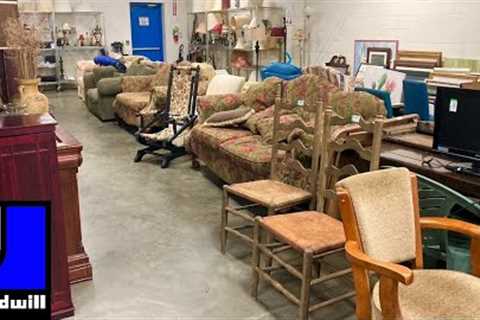 GOODWILL FURNITURE TABLES ARMCHAIRS SOFAS DESKS KITCHENWARE SHOP WITH ME SHOPPING STORE WALK THROUGH