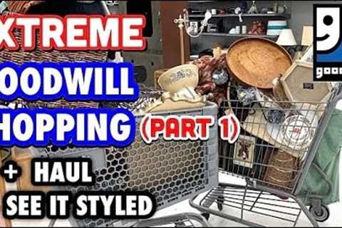 Two buggies full! EXTREME  GOODWILL SHOPPING (PART 1) + HAUL * See HOW I STYLE THRIFTED DECOR *