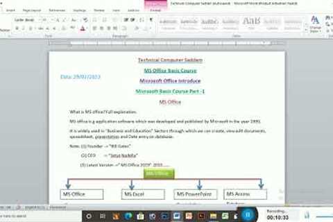Technology Computer Course introduce everyone Ms Office.....
