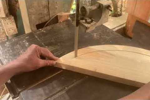 Skilled Woodworking Skills Of A Craftsman // C -Shaped Wooden Table, Coffee table, Laptop