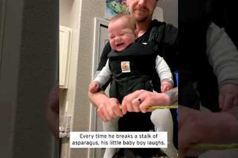 Baby Thinks Cooking Asparagus Is the Funniest Thing Ever #shorts