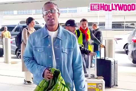 ASAP Rocky Jets Out Without Rihanna Ahead Of This Weekend's Oscar Awards At JFK Airport In New York