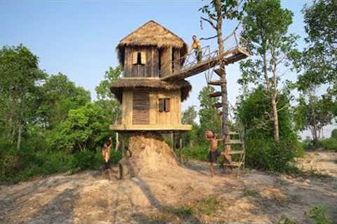 Best Top Survival Girl Building Two Story House, Bamboo, Wooden, by Fastest Excellent Ancient Skills