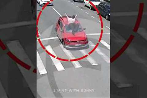 🤣 Funny Car Accident 🚗 Road Cross Funny Accident #shorts #viral #video LOL video meme Girl..