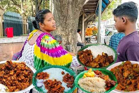 Cheapest RoadSide Unlimited Meals | Indian Street Food | #Meals #Vegmeals #NonVegMeals #StreetFood