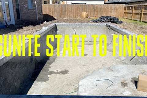 Saltwater Gunite Swimming Pool Construction with spray deck and PebbleTec- Step by Step