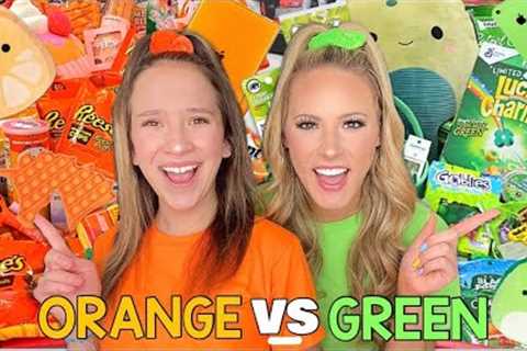 GREEN 🥑🐛🍀 VS ORANGE 🥕🏀🍊 TARGET SHOPPING CHALLENGE!