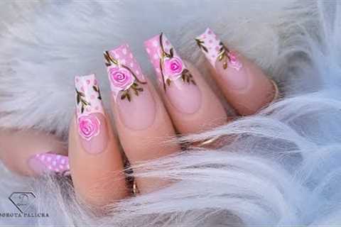 Mother's day nails with roses. 🌹😍 Pink rose nail art. Best Nail designs