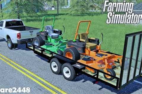 Mowing Lawns With Scag &amp; Bobcat 72inch Mowers | New Ram Work Truck | Lawn Care | FS19
