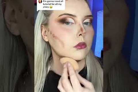 How to Contour a Double Chin 🤪 #makeup #contour #makeuplooks #plussize #illusion #contouring #grwm