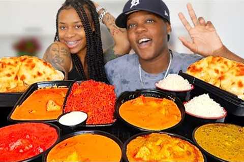 We Tried INDIAN FOOD For The First Time! Tikka Masala, Chicken Biryani, Garlic Naan | @RinahMariaa