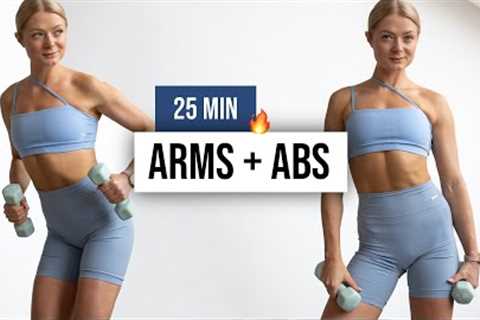 25 MIN TONED ARMS &amp; ABS - With Weights, Home Workout, No Talking Upper Body dumbbell workout