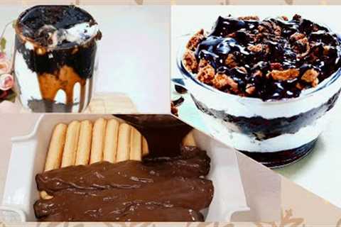 3 easy and quick desserts recipes || chocolate desserts || chocolate and cream desserts
