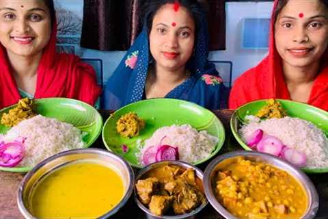Eating rice with chicken masala curry Chana paneer curry vegetable Bharata Mukbang eating show