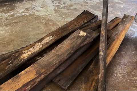 The Old Carpenter Regrets The Moldy Wood Pieces So He Tries To Make A Table.