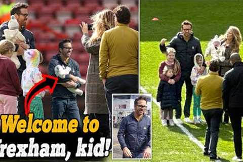 Breaking News: Welcome to Wrexham, kid! Hollywood stars Ryan Reynolds and Blake Lively pose for...