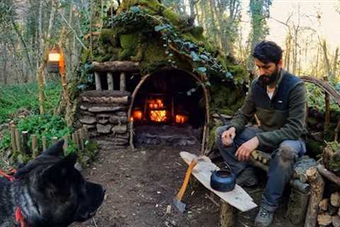 7 Days SOLO SURVIVAL CAMPING In RAIN Forest, Building WOOD and ROCK Bushcraft NATURAL SHELTER / 4K