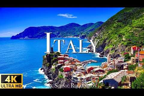 FLYING OVER ITALY (4K UHD) - Calming Music With Beautiful Natural Landscapes Film For Relaxation