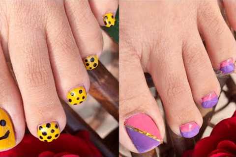 Strikingly easy toe nail designs 2023 || Cute &amp; Simple foot nail art for beginners || Nail..