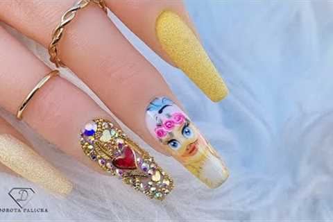 Cute Duckling Nail Art 🐥. Easter nail design with Duckling and crystals placement