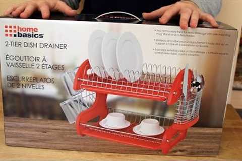 Dish Drainer 😜 Home Basics 2 TIER RED RACK PRODUCT REVIEW - UNBOXING &amp; ASSEMBLY👈