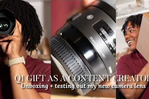 UNBOXING MY Q1 GIFT | Sigma 35mm test on Canon Camera