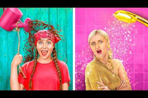 CITY RICH VS VILLAGE POOR GIRL || Expensive VS Cheap Gadgets &amp; Hacks! Good vs Bad Ideas by 123..