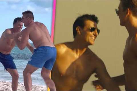 Tom Brady and Gronk Channel Top Gun for SHIRTLESS Beach Football!