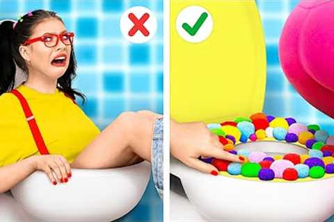 CRAZY PARENTING GADGETS || Keep Your Toilet Seat Warm! Bathroom Crafts for Good Parents by 123 GO!