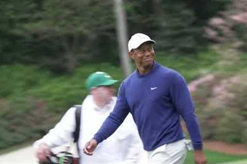 Tiger Woods and Rory McIlroy practice at Augusta.
