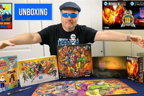 Unboxing - DC Deck Builder 10th Anniversary - KickStarter | The Board Game Sherpa