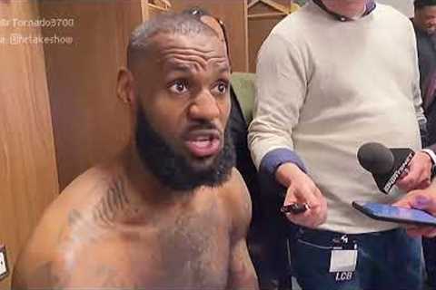 LeBron James gets interrupted by GOAT noises from his teammates 😆
