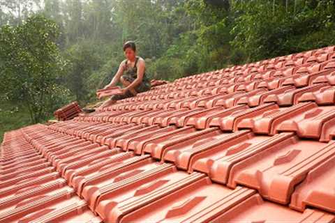 Design and Build Log Cabin by Yourself - Start Tiling the Roof to Completion, Part 4