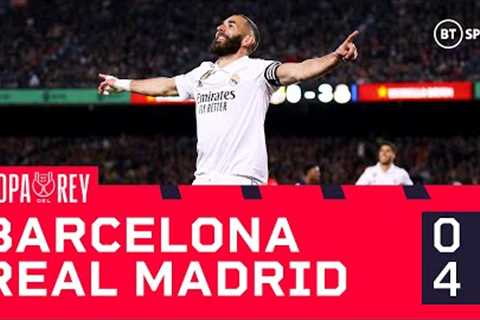 Barcelona v Real Madrid (0-4) | Benzema hat trick seals final spot | Copa del Rey Highlights